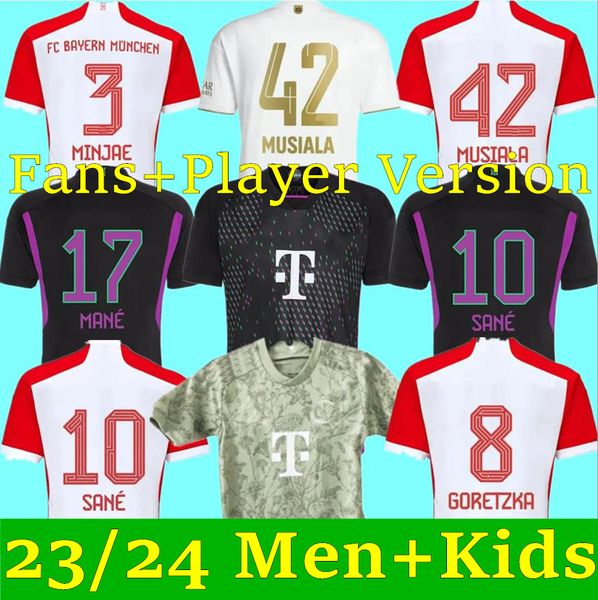 

23 24 bayern soccer jerseys sane kimmich munich muller davies coman 2024 home football shirt goretzka gnabry mane #17 jersey musiala men kid, White;black