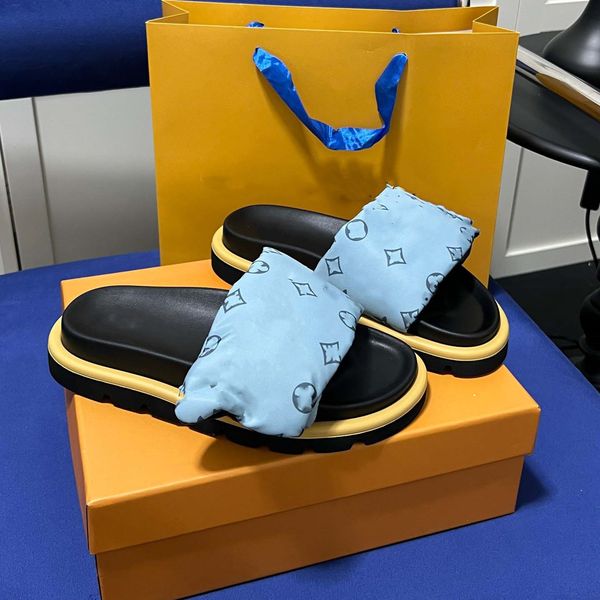 

designer pool pillow sandals couples slippers men women summer flat shoes fashion beach slippers slides adjustable strap 01, Black