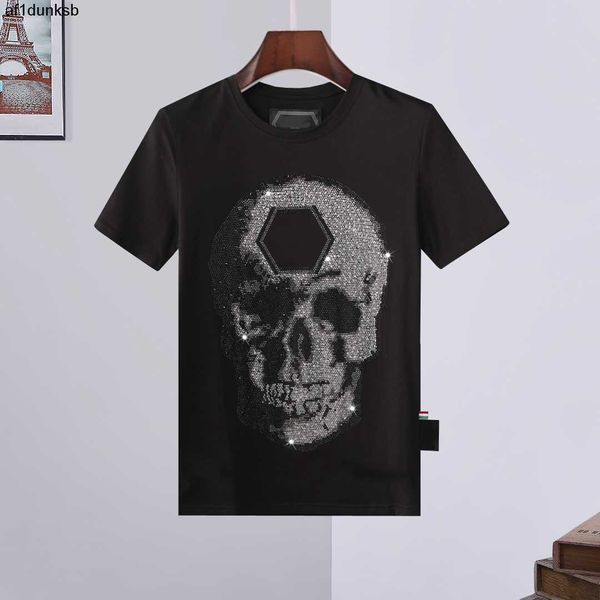 

plus printing shsirt round neck man philipps tees polos with cotton and embroidery plein replica 100% t-shirt european size k7, White;black