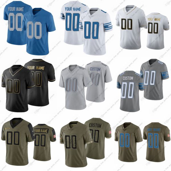 

97 aidan hutchinson football jerseys jared goff dandre swift penei sewell jarrad davis barry sanders jameson williams amon ra st brown, Black;red