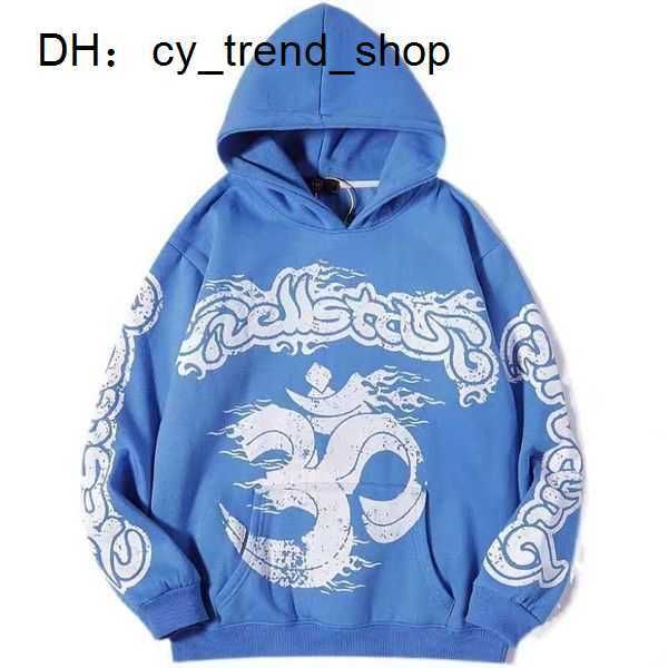 

hellstar hoodies men's sweatshirts high street fleece y2k hooded graphic harajuku stranger things oversize lose warm pullover loose hip, Black