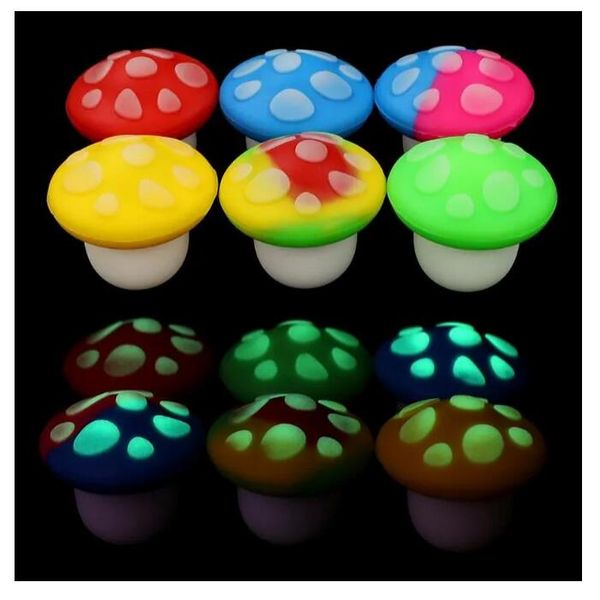

5ml mini silicone wax containers luminous glow in the dark mushroom shaped storage slick box nonstick box silicon container jars dab tool st