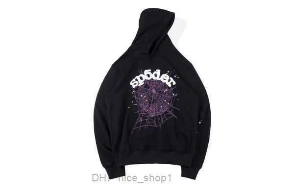 

2023 red sp5der 555555 hoodies designer women outerwear tracksuits angel number puff pastry printing graphic spider web 7 i391, Black