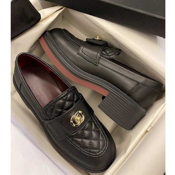 

dress shoes 2022 new style one foot small fragrant thick sole leather british style lefu shoes women's small leather shoes women's, Black