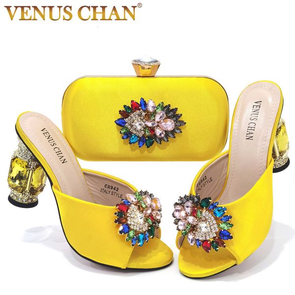 

sandals yellow color luxury heel fashion party women's high heels elegant evening sandals wedding bags and shoes with 230726, Black