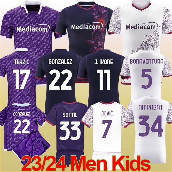 

2023 fiorentina soccer jerseys home football shirts jovic castrovilli j ikone callejon sottil gonzalez 23 24 jersey kids football shirts man, Black;yellow