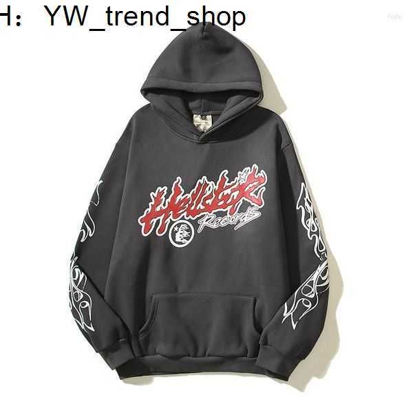 

men's hoodies hellstar high street ins vintage mud printed red hoodie with fleece for men and women loose fitting 21, Black