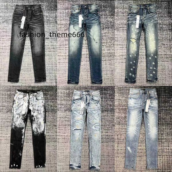 

denim trousers mens designer jean men black pants high-end quality straight design retro streetwear casual sweatpants designers purple jeans, Blue