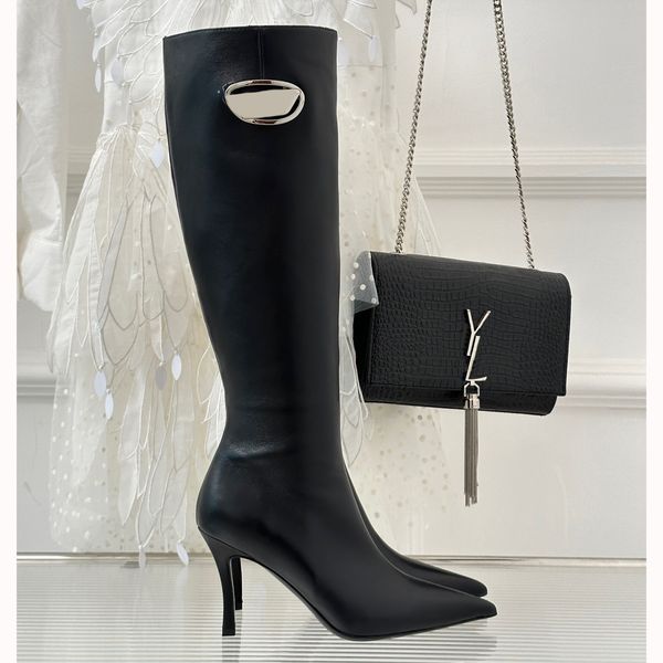 

casual shoes designer australia pumps woman boots outdoor white high heels women ankle boot cowskin pointedtoe bottom new season booty style, Black