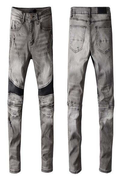 

mens jeans classic hip hop pants stylist jeans distressed ripped biker jean slim fit motorcycle denim jeans o4pq5419067, Blue