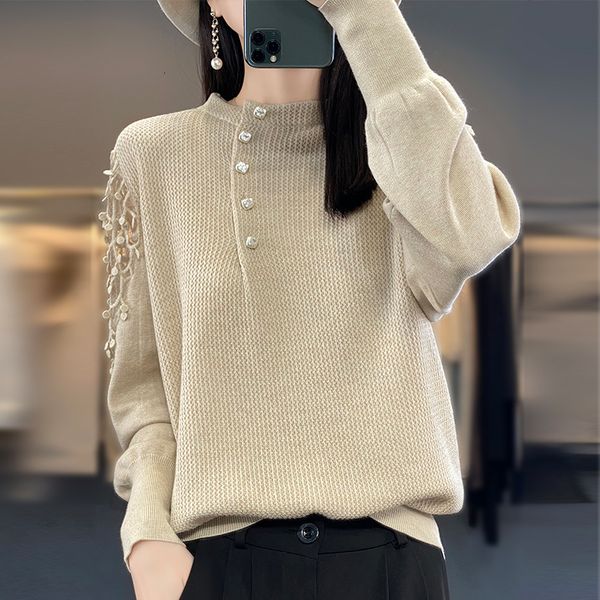 

women's sweater's refined wool clothing 2023 spring and autumn product knitted pullover fashion korean edition mesh oneck shirt 23, White;black