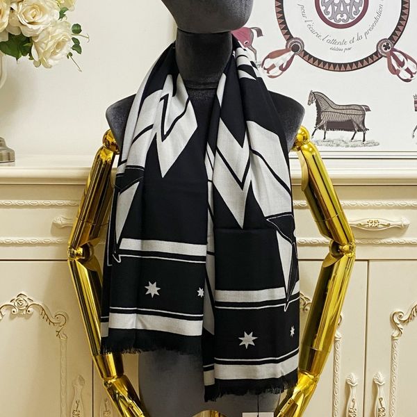 

women's square scarf scarves shawl 100% cashmere material black print letters stars size 130cm - 130cm, Blue;gray
