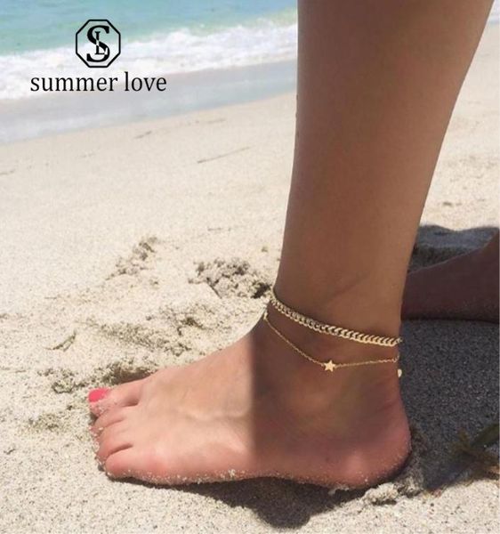 

fashion pentagram doublelayered anklet bracelet designer jewelry women anklet4900164, Red;blue