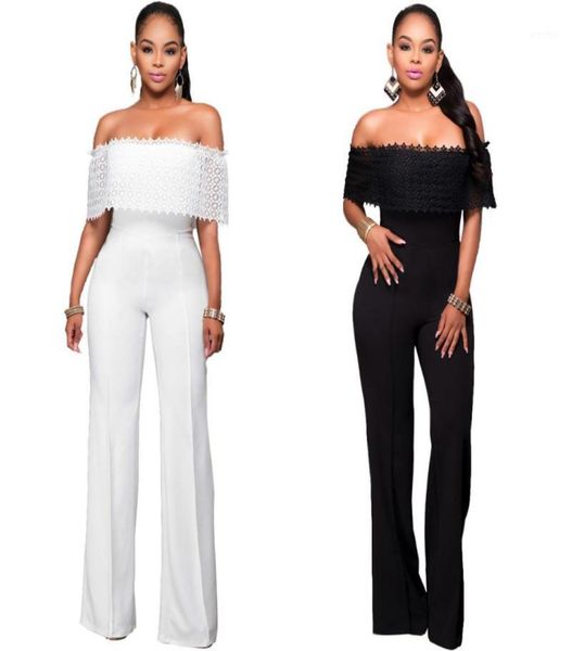 

whole women lace bodysuit rompers vintage jumpsuit women ruffles jumpsuit off shoulder slash bodysuit women cape jumpsui4256603, Black;white