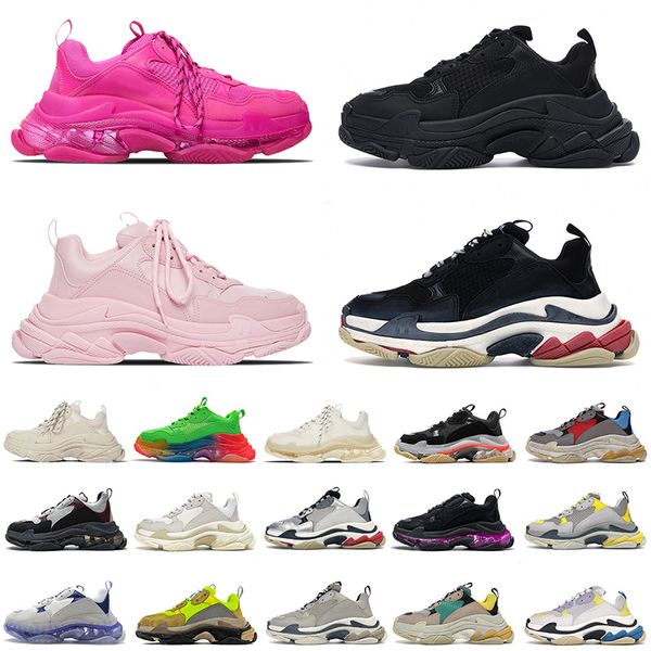 

2023 new luxury brand triple s men women designer casual shoes platform sneakers clear sole black white grey red pink blue royal neon green