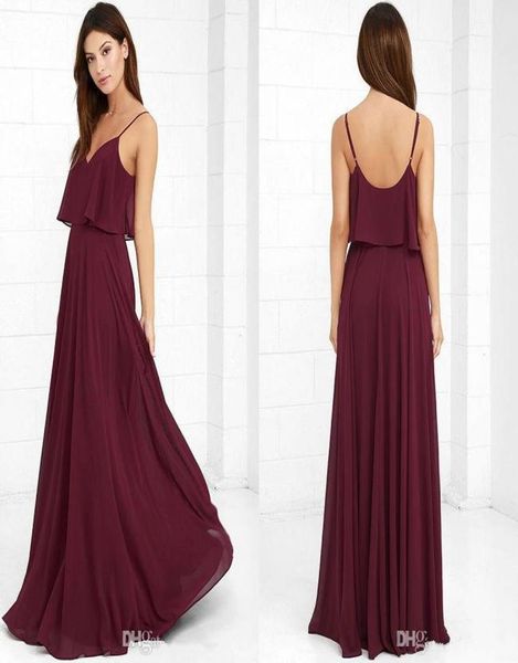 

burgundy straps spaghetti chiffon bridesmaid dresses 2017 a line deep v neck low back maid of honor gowns wedding party3406619, White;pink