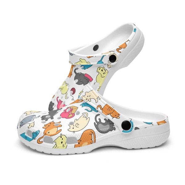 

diy custom shoes slippers mens womens white background many cute little cats sneakers trainers 36-48
