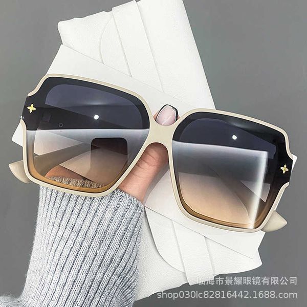 

high sense ins large frame thin for women tiktok fashionable uv proof sunglasses, White;black