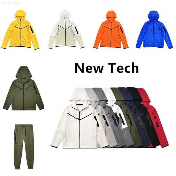 

tech hoodies new color sportswear full zip pant tracksuit set techs fleeces techfleeces sport pants mens designer jackets space cotton man j, Black