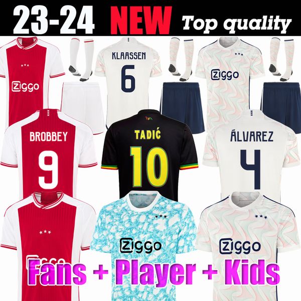 

tadic 23 24 soccer jerseys kid kit home bassey berghuis 2023 2024 third black bergwijn cruyff away retro football shirts men uniforms, Black;yellow