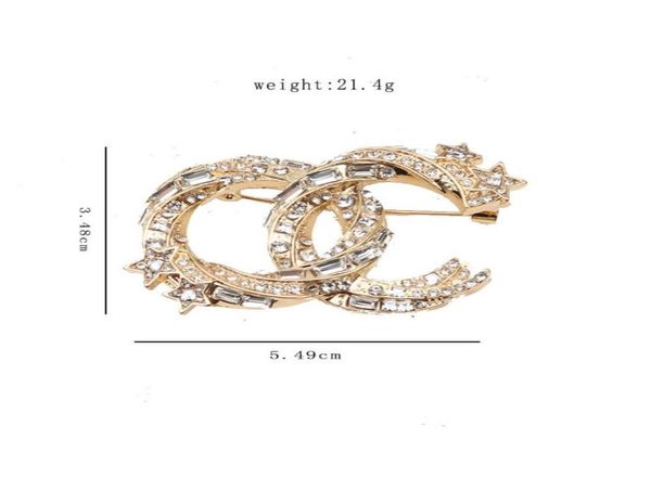 

women vintage designer brand double letter brooch star irregularity rhinestone crystal metal broochs suit laple pin fashion women 7804607, Gray