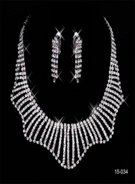 

15034 sets earring crystal wedding bridal round earings and necklace fashion bride evening party jewelry6468874, White