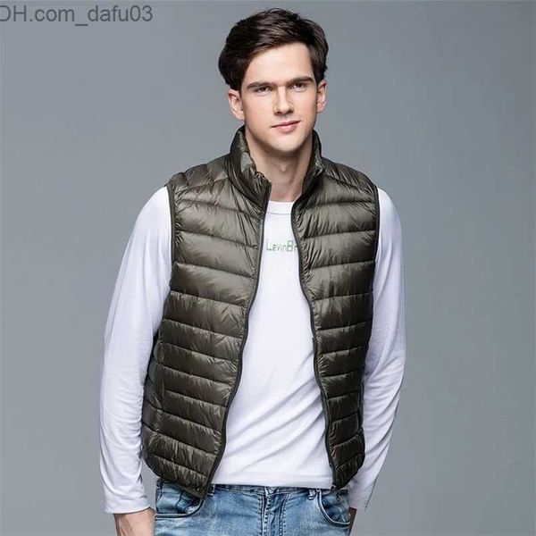 

men's down parkas men's down parkas winter coat 90% white duck vest portable ultra light sleeveless jacket waistcoat for men 22092, Black