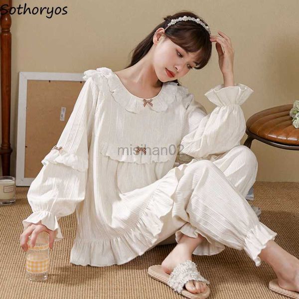 

women's sleep lounge pajama sets women long sleeve square collar sweet princess kawaii style patchwork sleepwear spring casual home lou