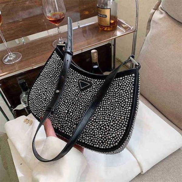 

2023 luxury bags crystal diamond studded satin spring and shoulder hand fashionable armpit