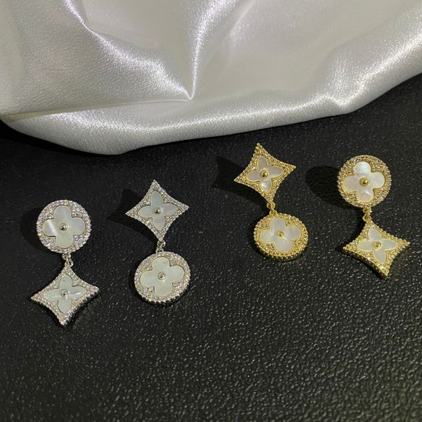 

silver geometric unique earrings for women four leaf clover earrings, Golden