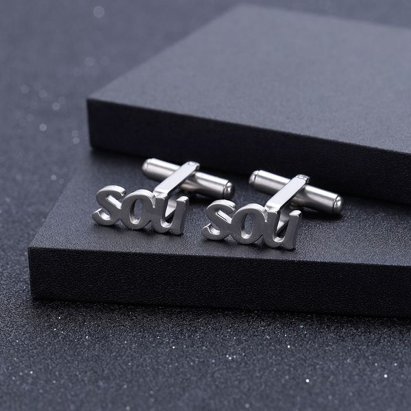 

pins brooches customize any word one pairs men cufflinks married custom name and date personalized wedding 230727, Gray