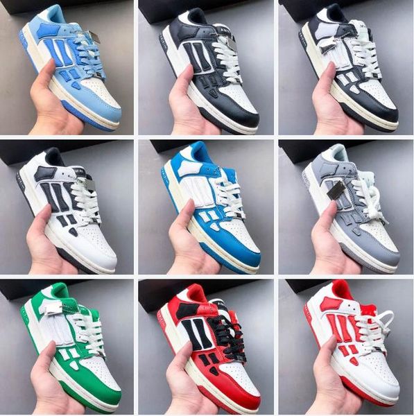 

designer skel low casual shoes bones leather sneakers luxury skeleton blue red white black green grey brown men women outdoor sports trainer