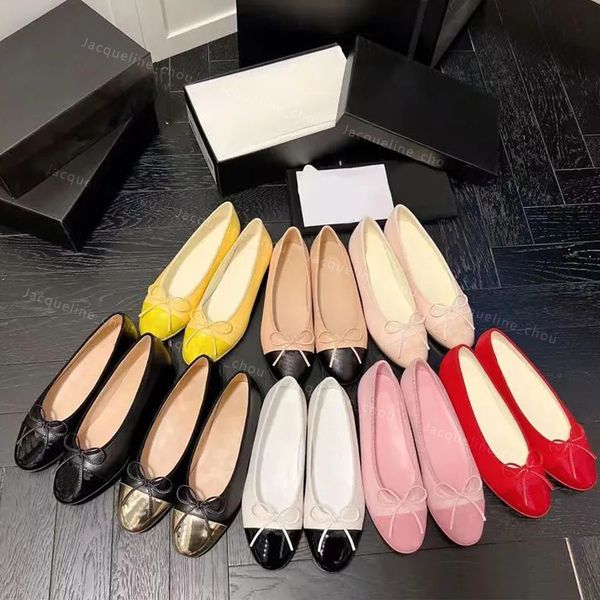 

ballet shoes flat heels women dress shoes designer loafers fashion bowknot flats patent leather wedding party dance shoe with box, Black