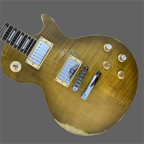 

custom lp electric guitar with chrome hardware, redwood fingerboard, redwood body and neck, relic lp, in stock