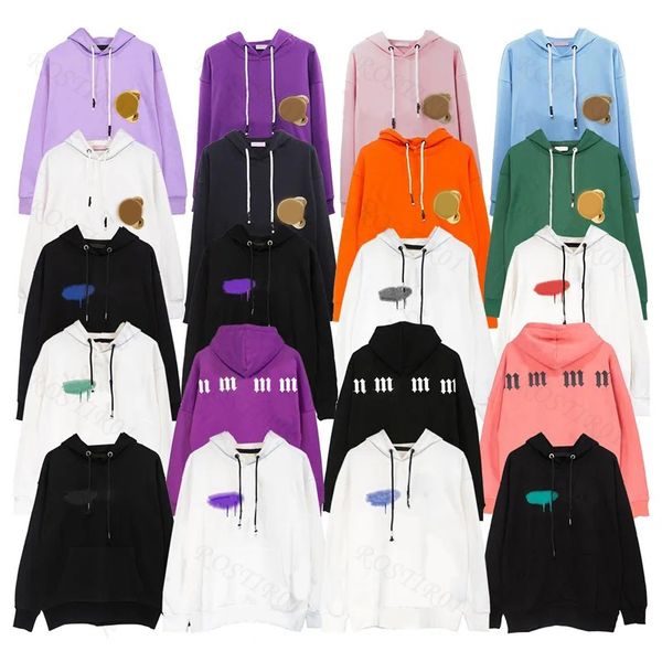 

palm designer hoodie mens palmangel pink hoodies bear graphic tee street alphabet sweatshirts splash ink women angle hoodys trend plus sweat, Black