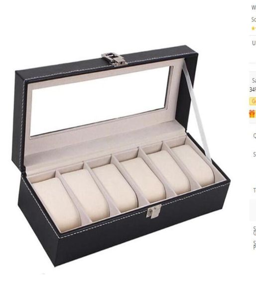

window organizer box for save 6 wrist watches012345678363440, Black;blue