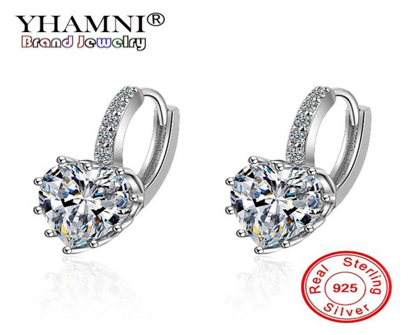 

yhamni fashion heartshaped design 9 colors cubic zircon stud earring for women 925 sterling silver fine jewelry yeh279328432, Golden