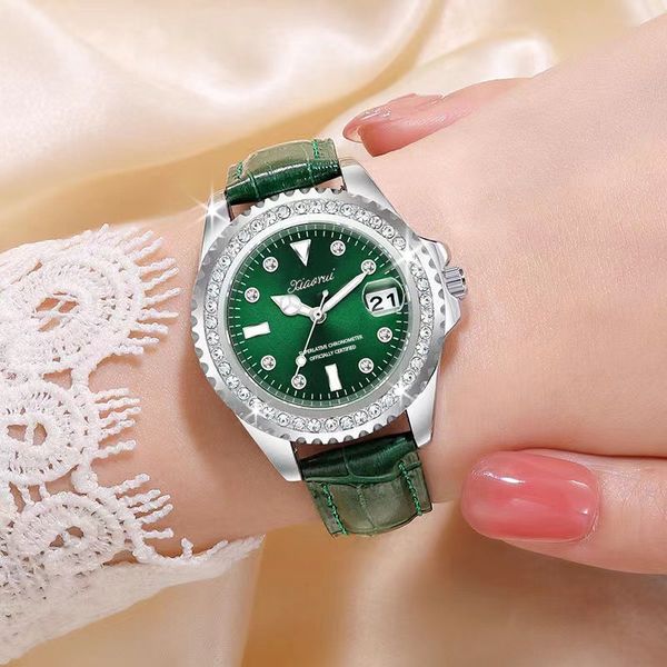 

womens watch luxury dwatches waterproof fashion leather 38mm watch, Slivery;brown