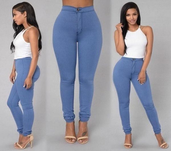 

women jeans denim skinny leggings white red stretch pants for womens high waist pencil trousers s3xl6499768, Blue