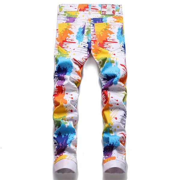 

men's jeans men's casual jeans multi-color digital print fashion trousers high street hip hop clothing nightclub brand men clothin, Blue