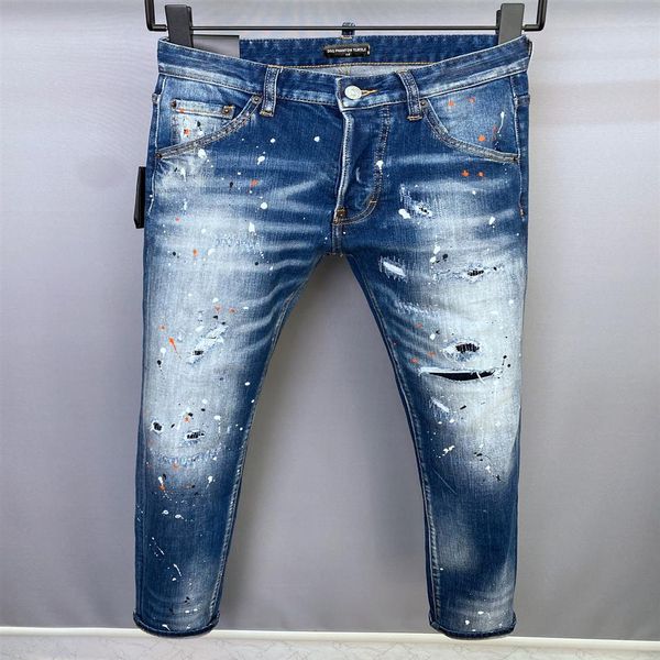

dsq phantom turtle men's jeans classic fashion man jeans hip hop rock moto mens casual design ripped jeans distressed skinny 3378, Blue