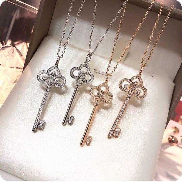 

high version tiffay key necklace 925 sterling silver plated 18k jindi home phoenix tail sweater chain pendant collar, Golden;silver
