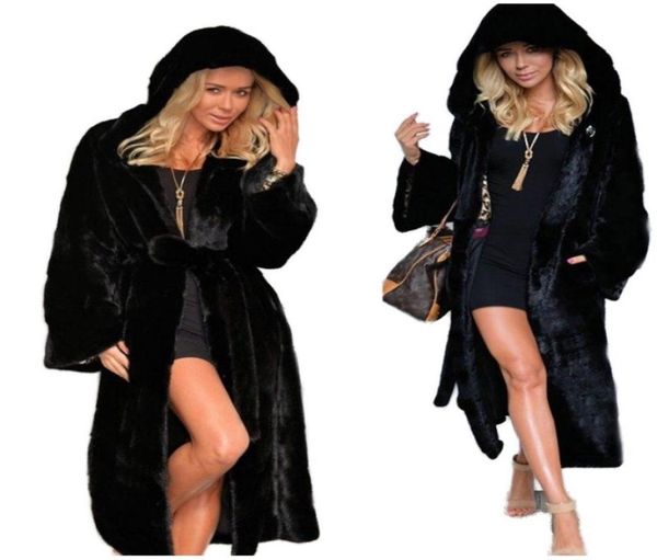 

womens winter coat faux fur solid colors hooded jacket fluffy fleece long sleeve furry coat with black and white casual asian size5011712