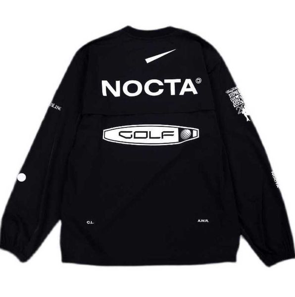 

2023 men's hoodies us version nocta golf co branded draw breathable quick drying leisure sports t-shirt long sleeve round neck summer h, Black