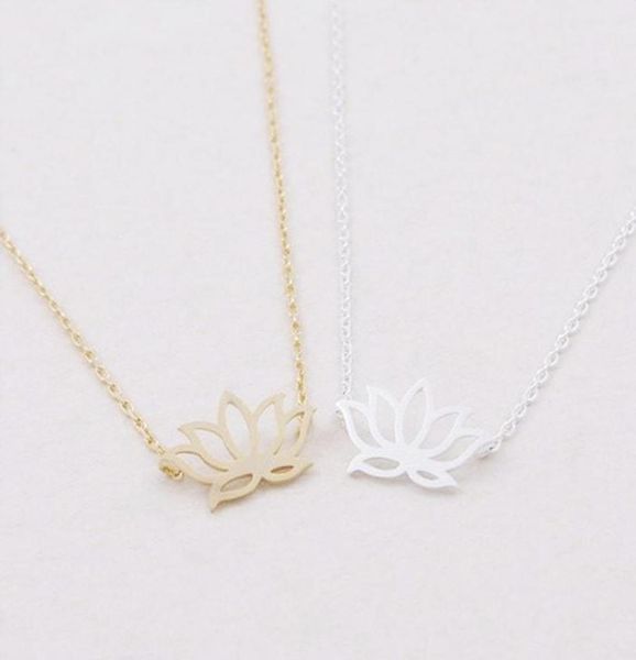 

fashion plant lotus pendant plated gold silver necklace for women gift whole4736224