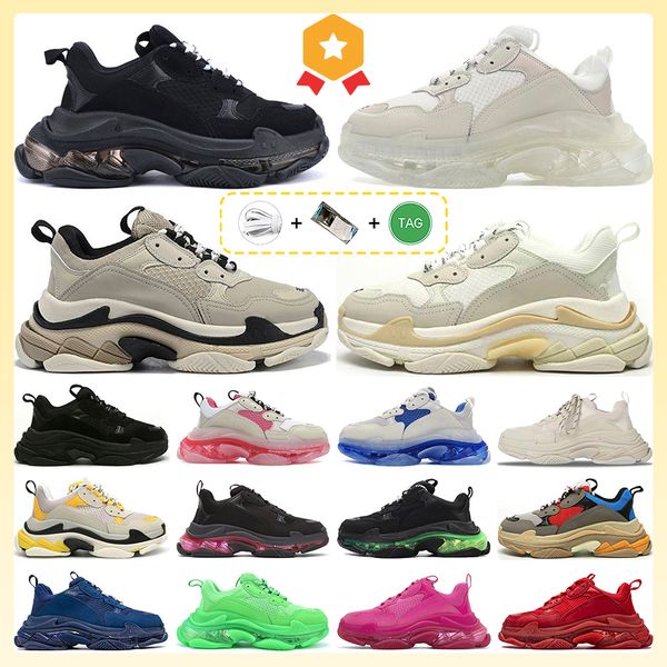 

triple s men women shoes designer casual shoe platform sneakers clear sole black white grey red pink blue royal neon purple mens trainers sn