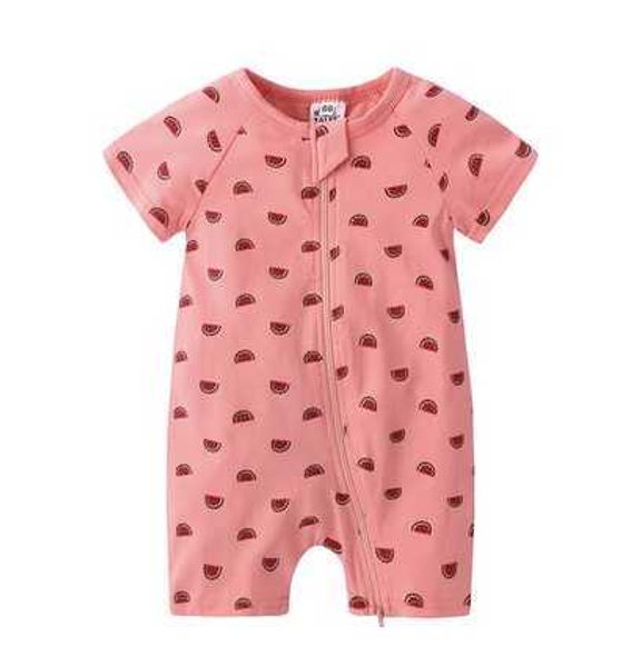 

kids tales brand 2020 kids clothes fruit pattern baby jumpsuit short sleeve infant romper baby boy girl zip sleepsuit g1221, Blue