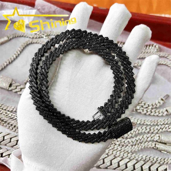

price hip hop necklace s925 sterling silver with vvs black moissanite diamond iced out cuban chain