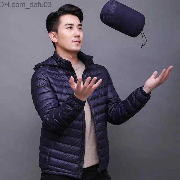 

men's down parkas men's down parkas winter fashion brand ultra light duck jacket mens korean streetwear feather coats stand collar, Black