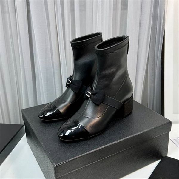 

luxury design boots 2023 channel fashion women's work decoration snow skid anti slip knight boots martin boots casual socks boots 02-02, Black